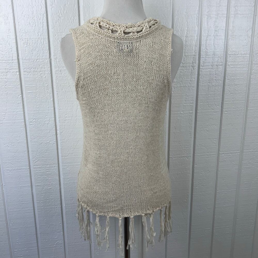 Anthropologie Pepin Crochet Fringe Knit Sweater Boho Cream Women S - Picture 6 of 8